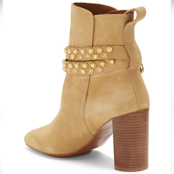 See by Chloe Lean Embellished Bootie Suede Leather Heeled Boot Size 8 #654 - Picture 5 of 14